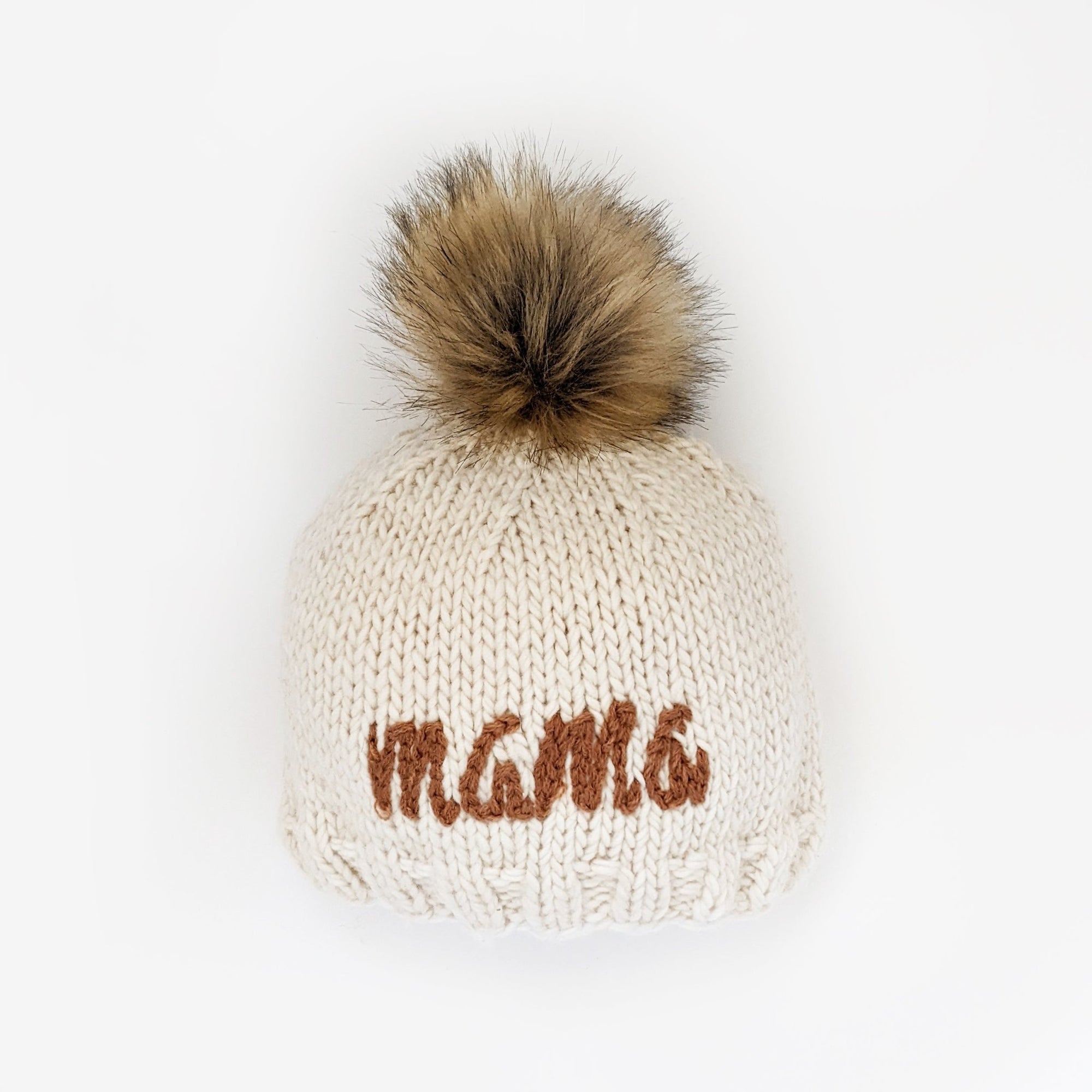 Huggalugs Pecan Pom Pom Knitted Beanie Hat