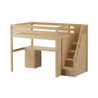Maxtrix Full High Loft Bed with Stairs + Desk