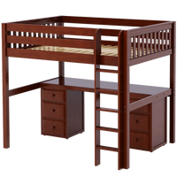 Maxtrix Full XL High Loft Bed with Straight Ladder + Desk