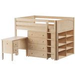 Maxtrix Full Mid Loft Bed with Straight Ladder, Storage + Desk