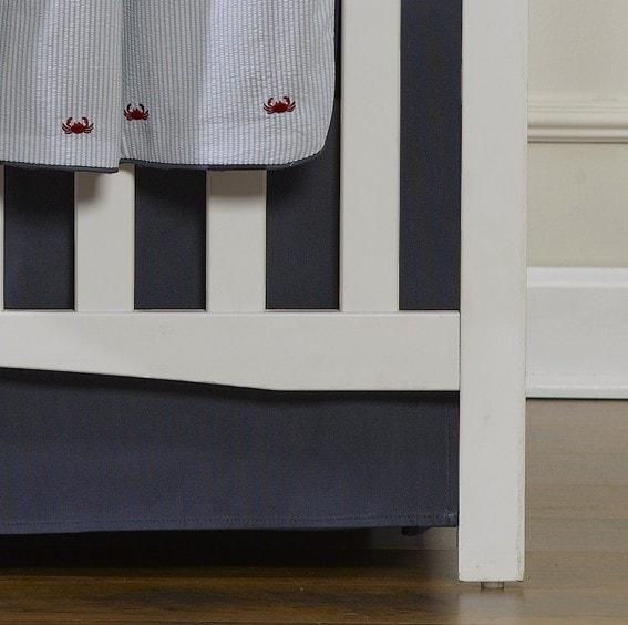 Liz & Roo Navy Linen Crib Skirt 16" Drop