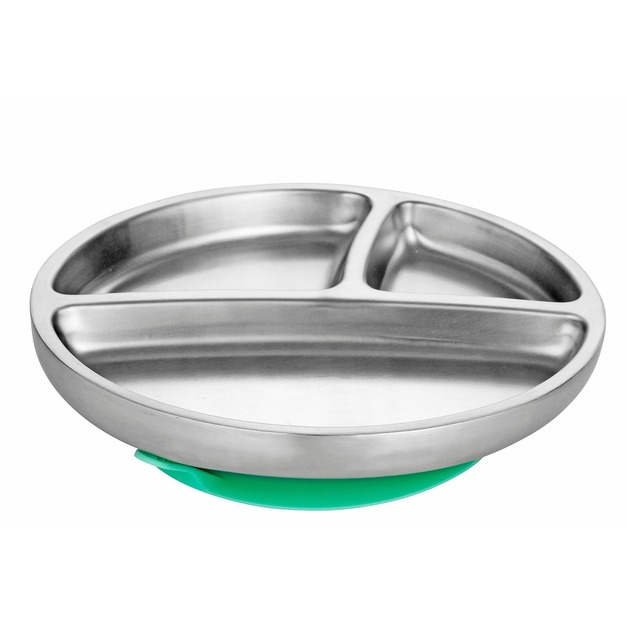 Avanchy Silicone Suction Divided Baby Bowl + Lid Green