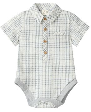 Me & Henry Helford Woven Onesie | Chambray/Cream Plaid