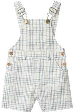Me & Henry Galleon Woven Overalls | Chambray/Cream Plaid