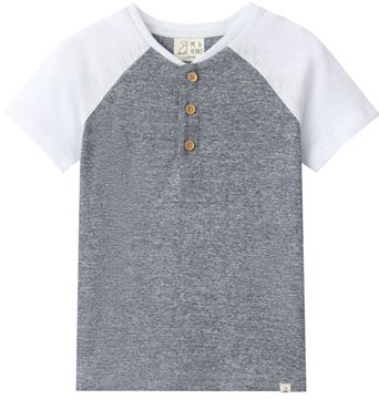 Me & Henry Beacon Raglan Henley | Heathered Navy