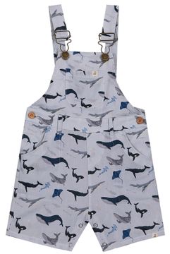 Me & Henry Galleon Woven Overalls | Whales