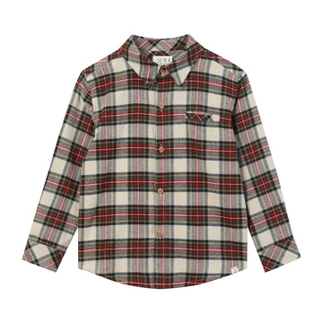 Me & Henry Atwood Woven Shirt | Cream/Gr Plaid