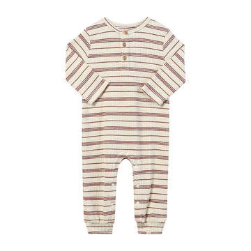 Me & Henry Mason Ribbed Henley Romper | Cream Rib