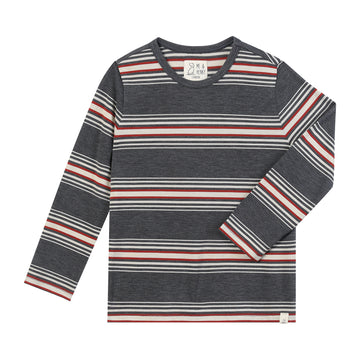 Me & Henry Toby Tee | Grey/Rust Stripe