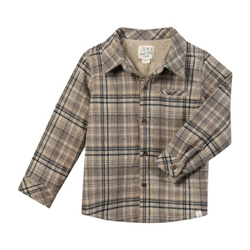 Me & Henry Adventurer Sherpa Lined Shacket | Beige/Black Plaid