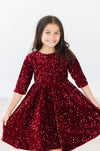 Mila & Rose Cranberry Velvet Sequin Dress