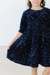 Mila & Rose Navy Velvet Sequin Dress