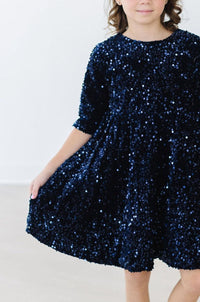 Mila & Rose Navy Velvet Sequin Dress