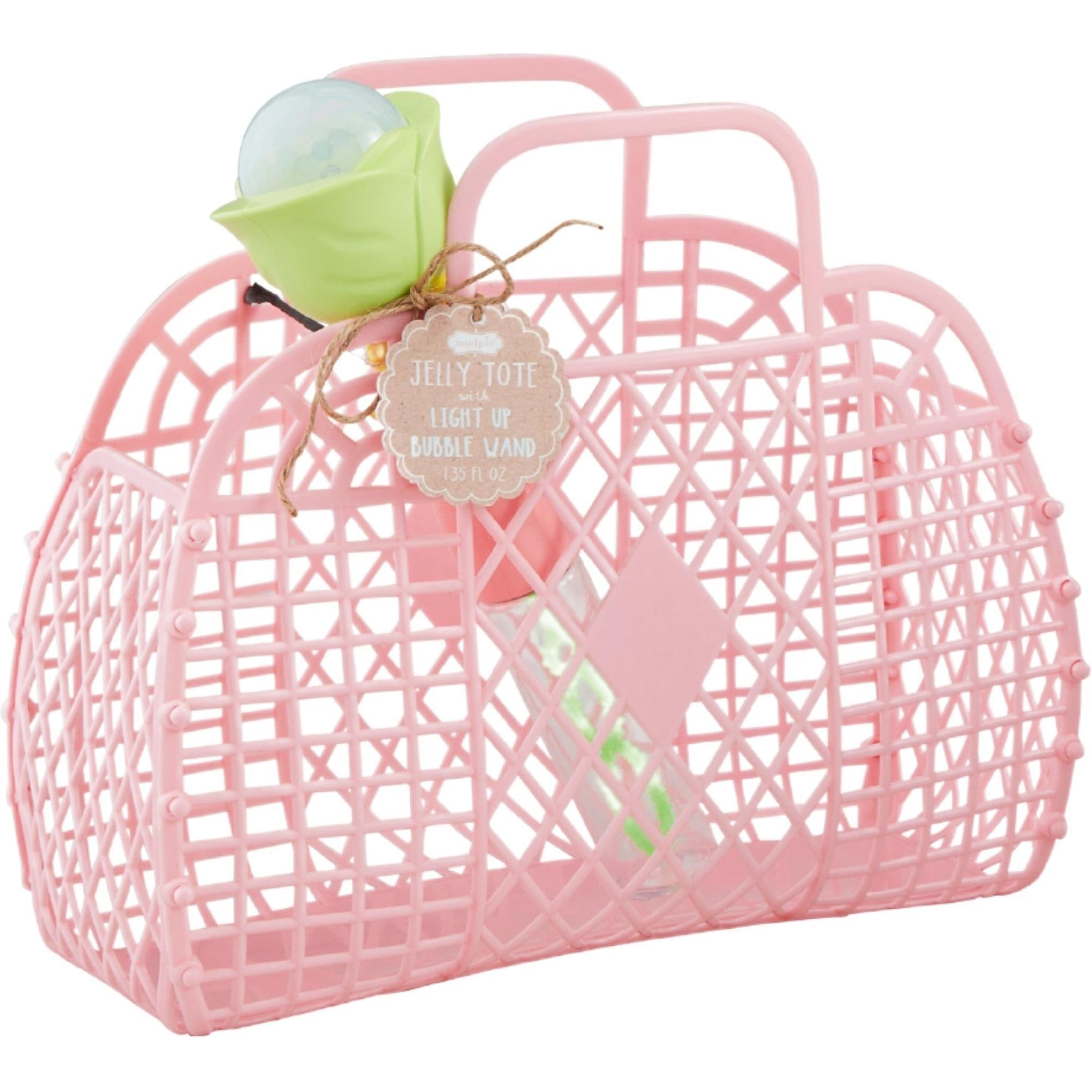 Mud Pie Pink Jelly Tote And Bubbles