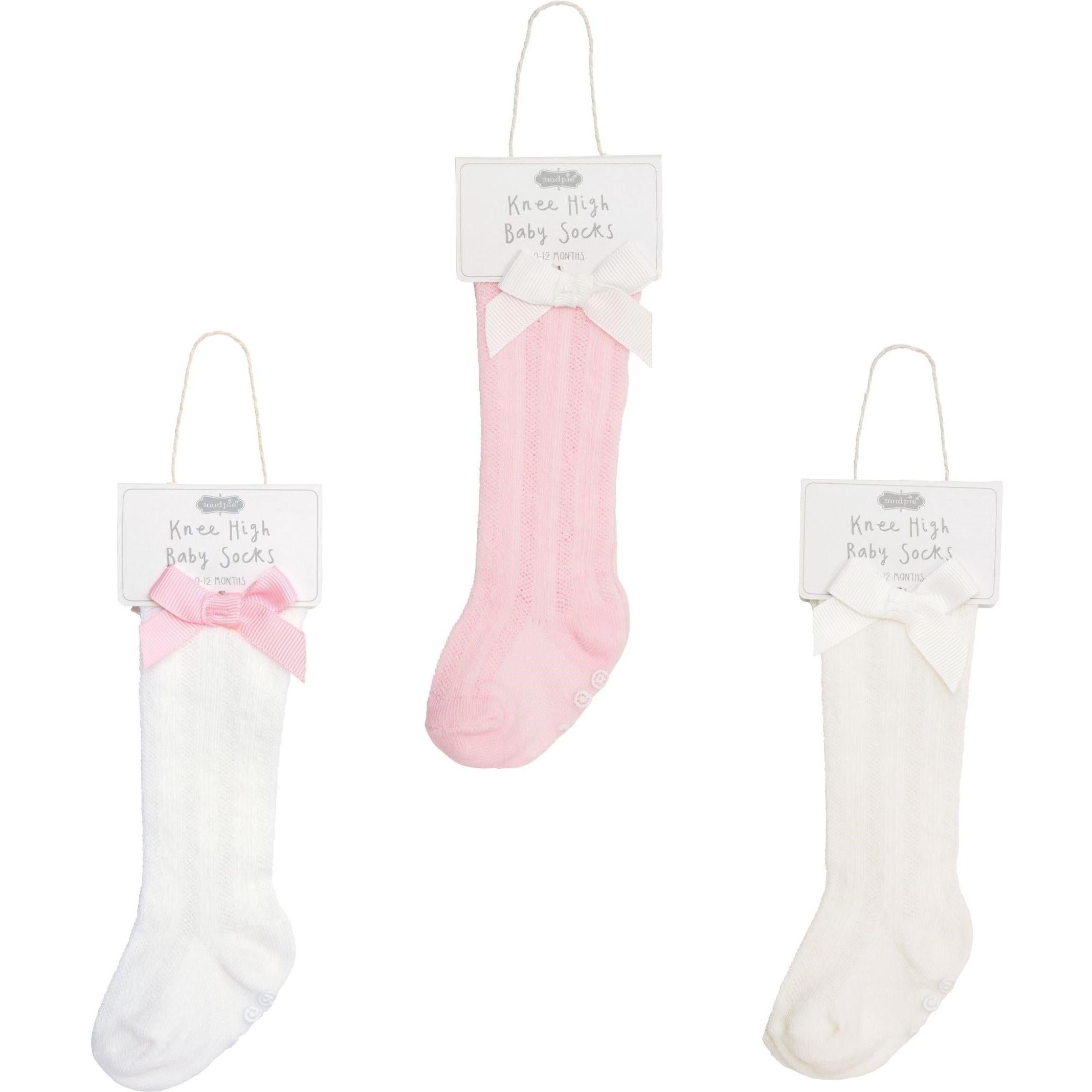 Mud Pie Pink Tall Bow Socks