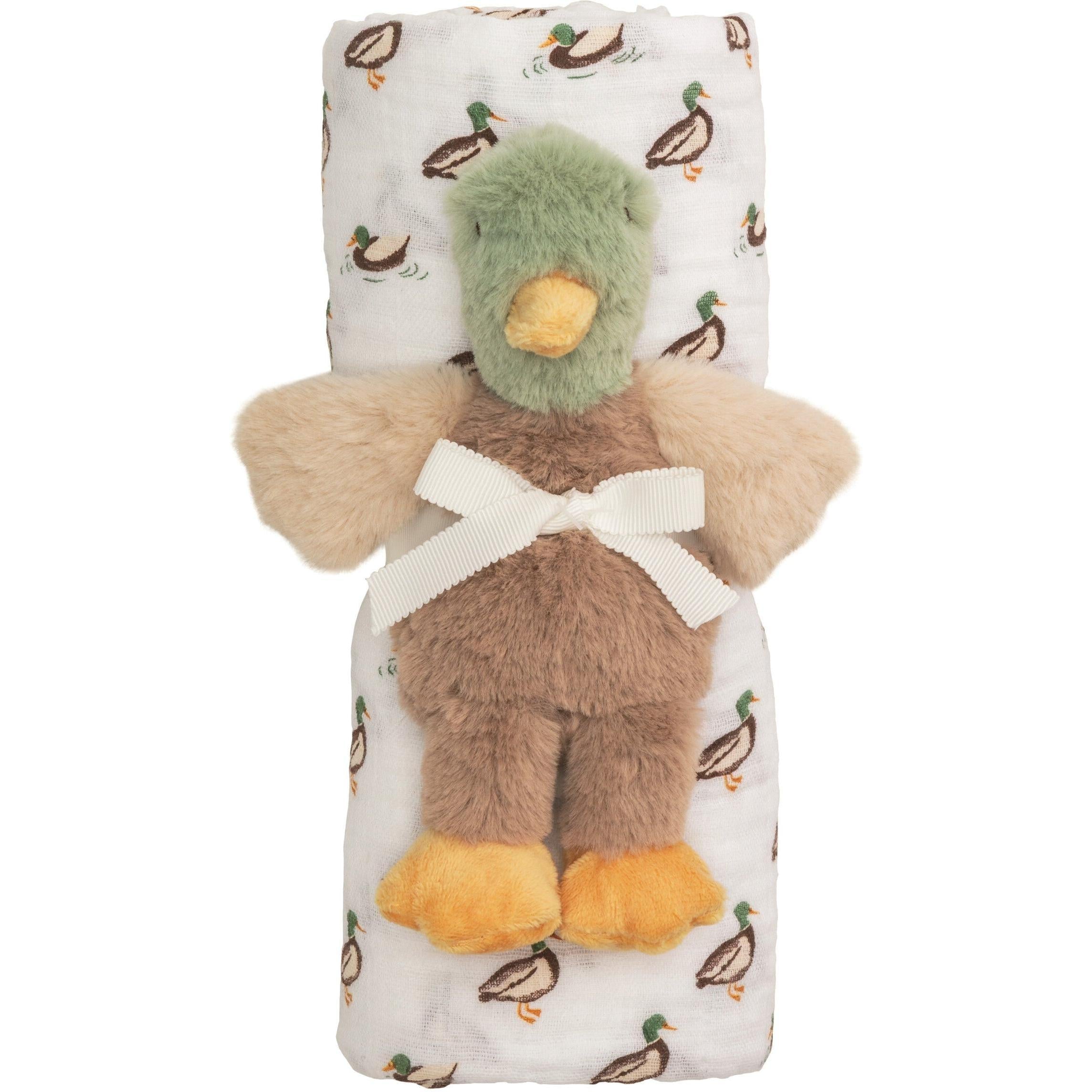 Mud Pie Mallard Swaddle & Rattle Set