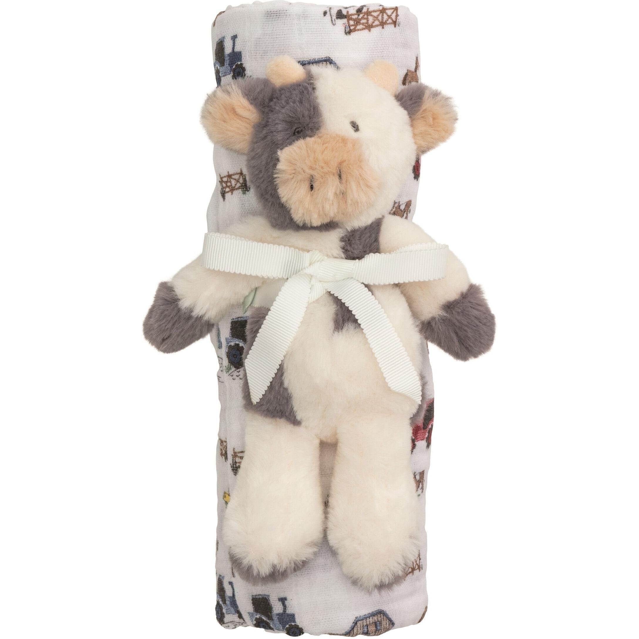 Mud Pie Farm Swaddle & Rattle Set