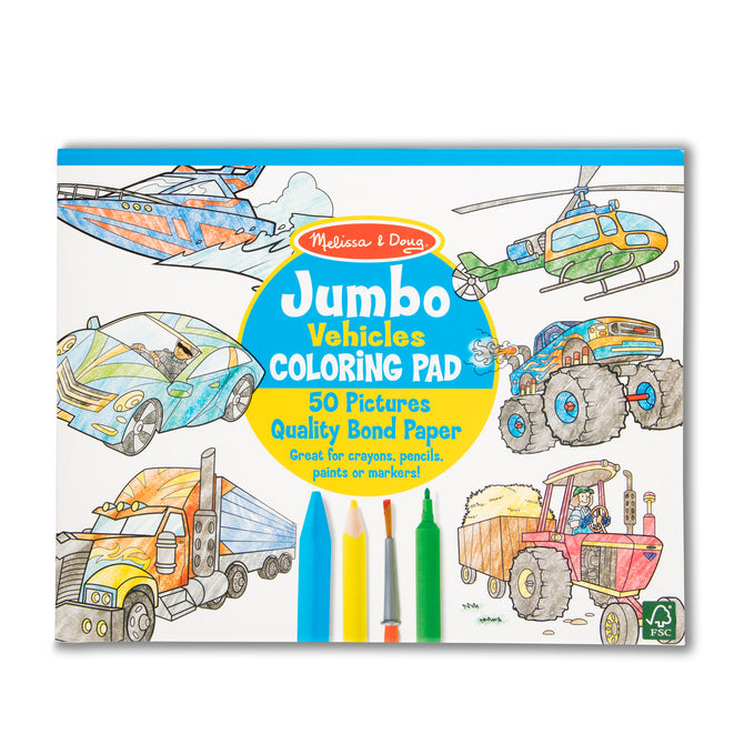 Melissa and Doug Jumbo Coloring Pad - Vehicles
