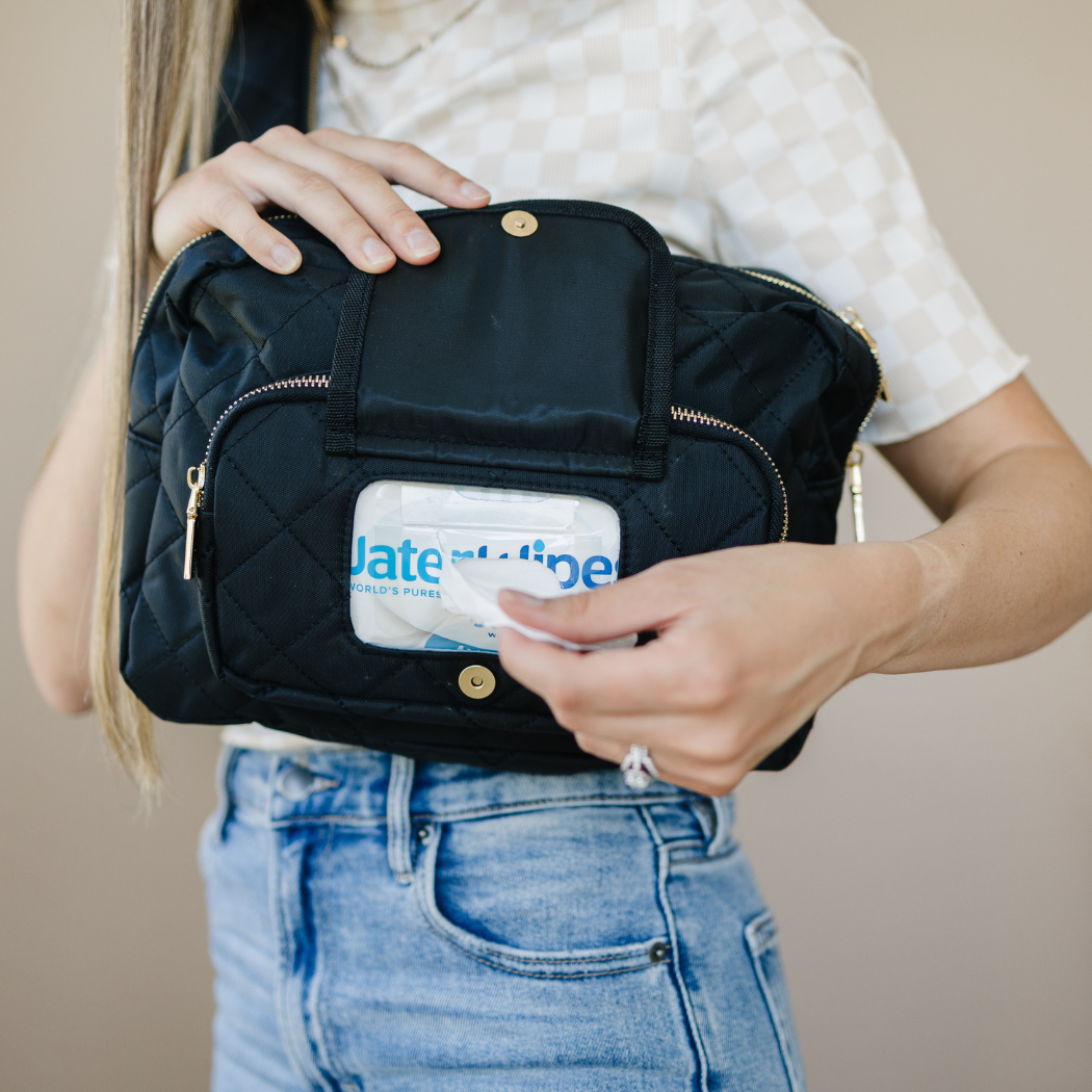 Jetsetter Mini Diaper Bag with Wipes Pocket – Black
