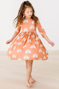 Mila & Rose Rainbows in Fall 3/4 Sleeve Twirl Dress