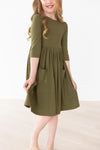 Mila & Rose Olive Pocket Twirl Dress