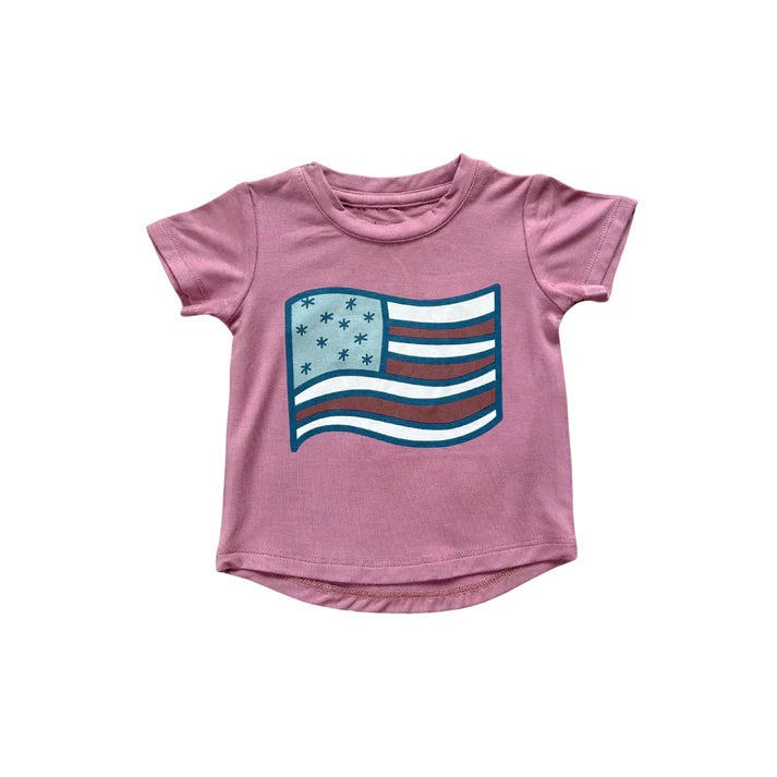Babysprouts Girl's Short Sleeve Tee | Retro Flag