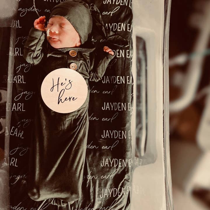 He's Here Birth Announcement Sign