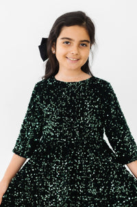 Mila & Rose Hunter Green Velvet Sequin Dress