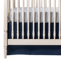 Navy Linen Crib Rail Cover with Knot Ties