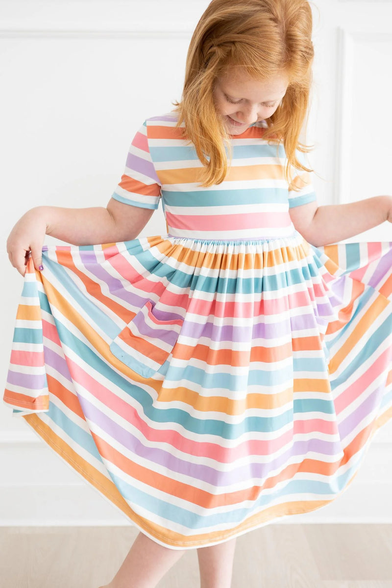Mila & Rose- Spring Stripes S/S Pocket Twirl Dress