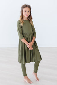 Mila & Rose Olive Pocket Twirl Dress