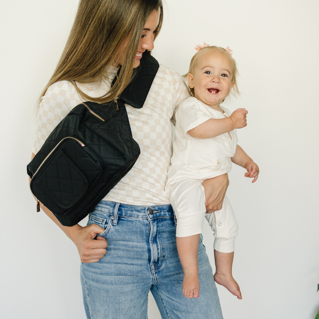 Jetsetter Mini Diaper Bag with Wipes Pocket – Black