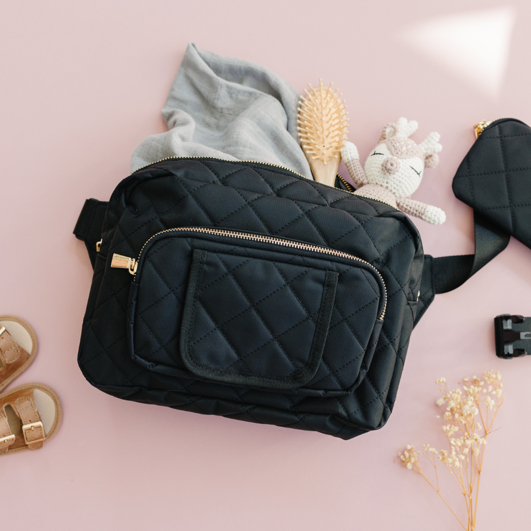 Jetsetter Mini Diaper Bag with Wipes Pocket – Black