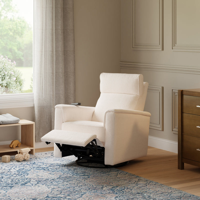 Monogram by Namesake Willa Deluxe Power Recliner and Swivel Glider with Heat + Massage | Ivory Corduroy | EXCLUSIVE!