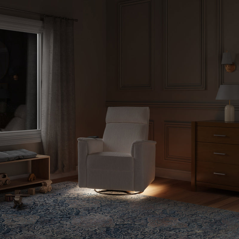 Monogram by Namesake Willa Deluxe Power Recliner and Swivel Glider with Heat + Massage | Ivory Corduroy | EXCLUSIVE!