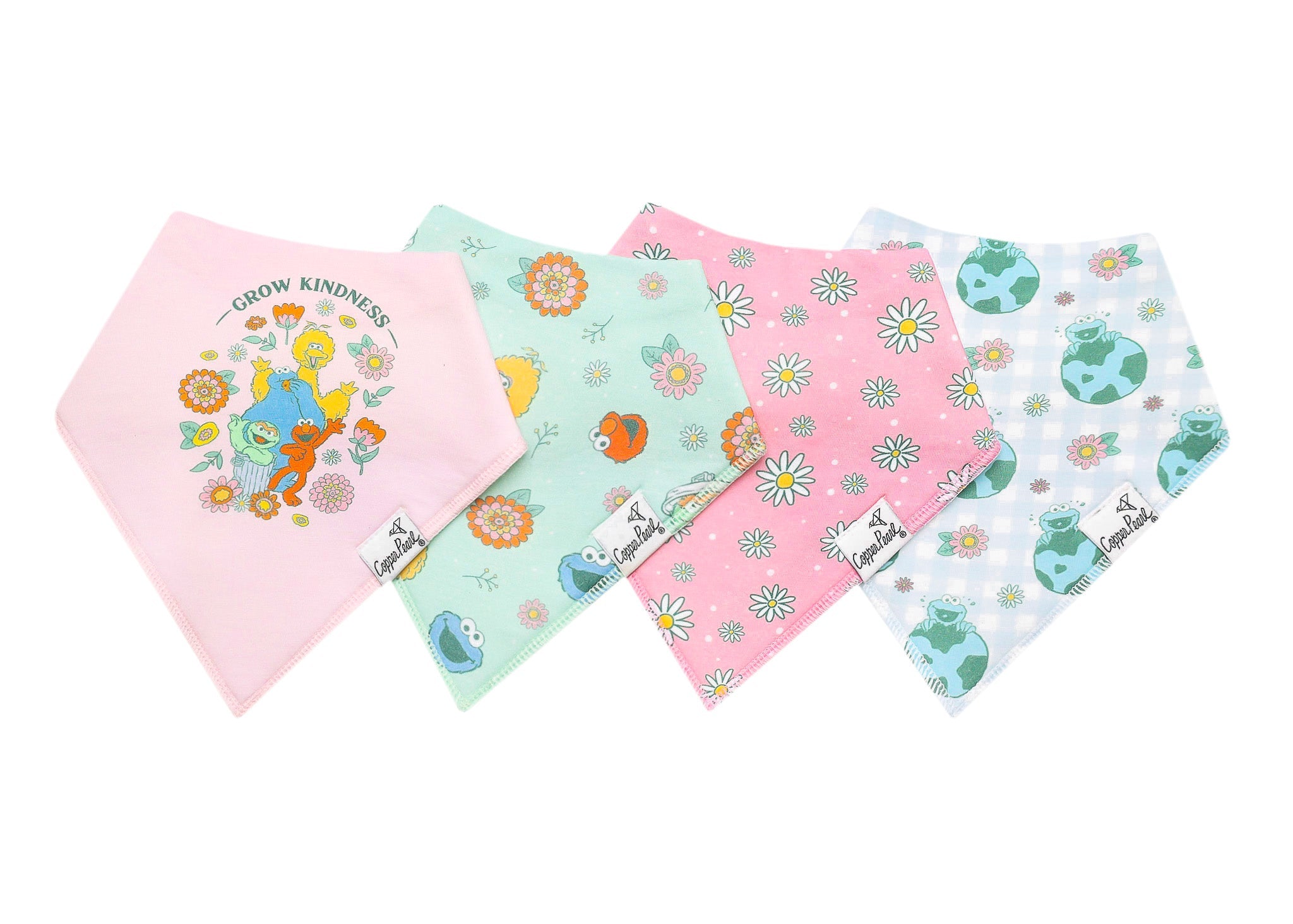 Copper Pearl Baby Bandana Bibs | Sesame Street Retro Floral