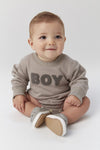 BOY Chenille Sweatshirt Onesie - Flat Gray