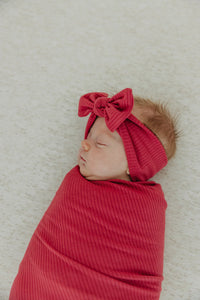Copper Pearl Rib Knit Swaddle Blanket | Berry