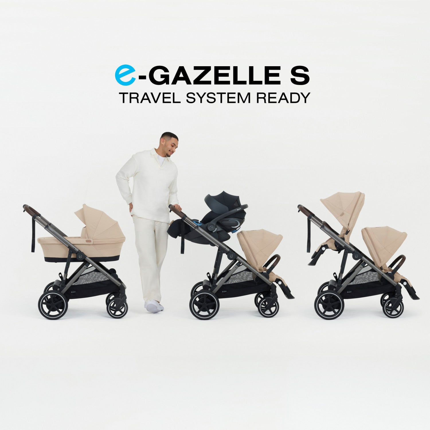 electric double stroller Cybex e-Gazelle S Electronic Assist Single-to-Double Stroller