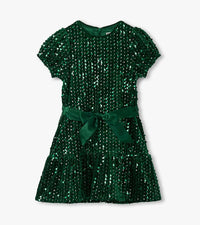Hatley Girls Green Sequins Velvet Dress