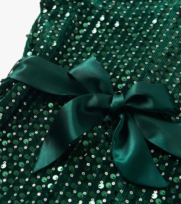 Hatley Girls Green Sequins Velvet Dress