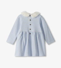 Hatley Baby & Toddler Girls Blue Houndstooth Fur Trim Dress