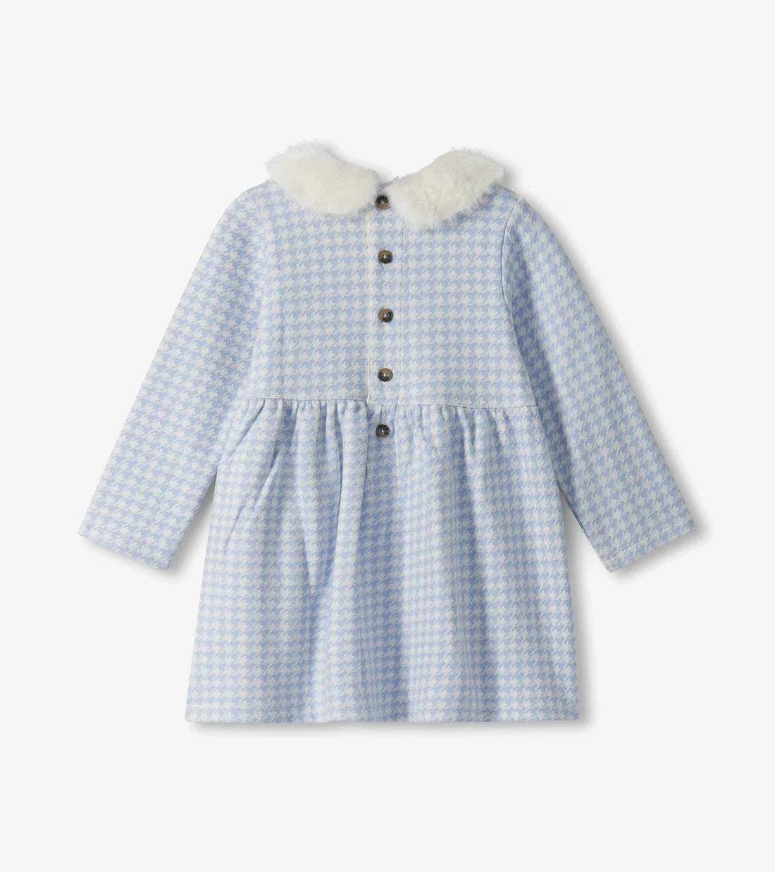 Hatley Baby & Toddler Girls Blue Houndstooth Fur Trim Dress
