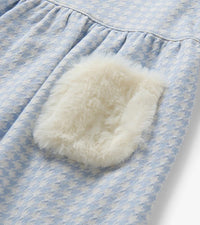 Hatley Baby & Toddler Girls Blue Houndstooth Fur Trim Dress