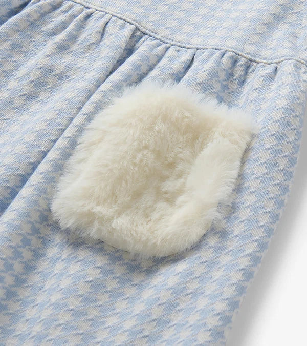 Hatley Baby & Toddler Girls Blue Houndstooth Fur Trim Dress