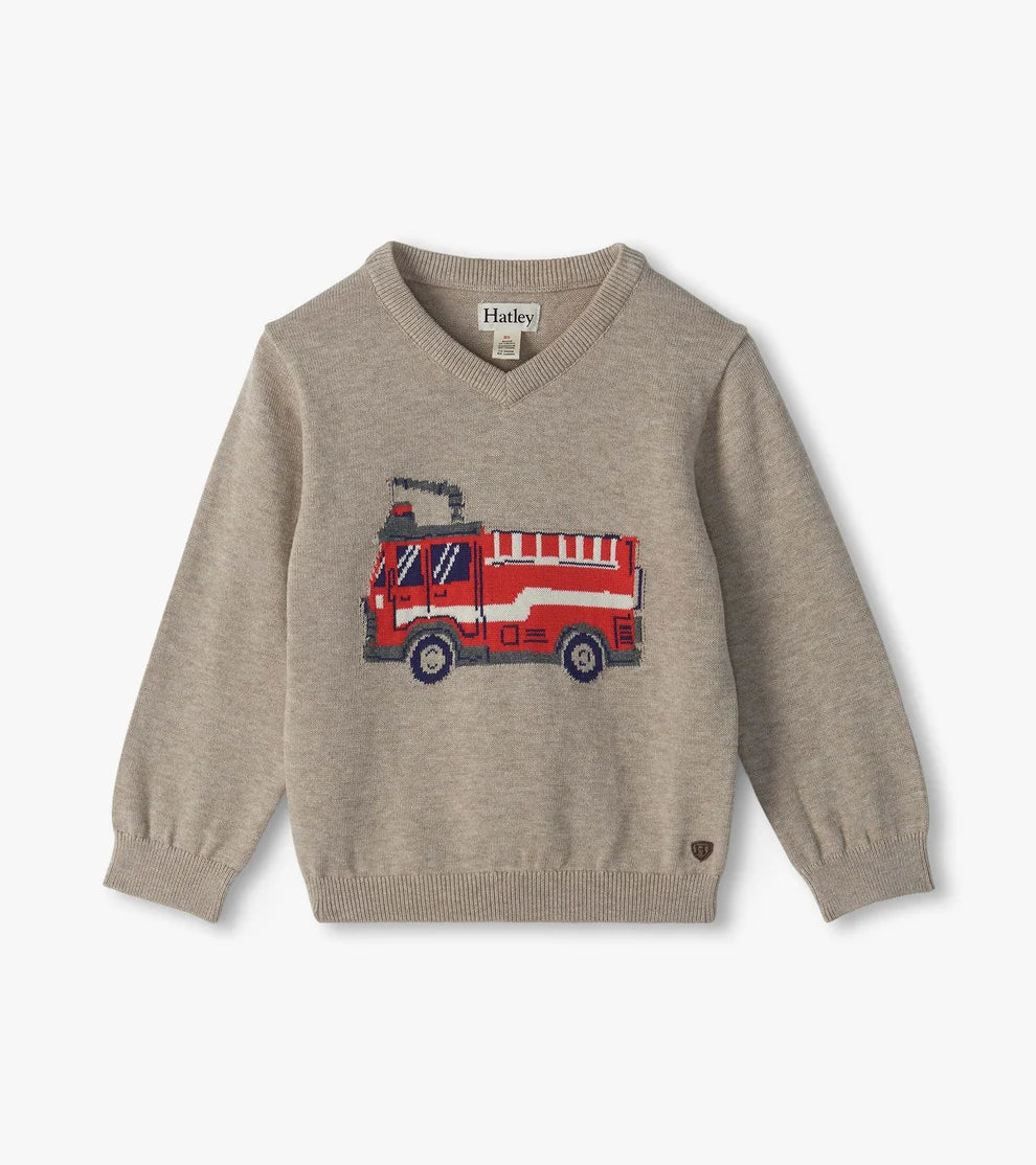 Hatley Baby & Toddler Boys Firetruck V-Neck Sweater