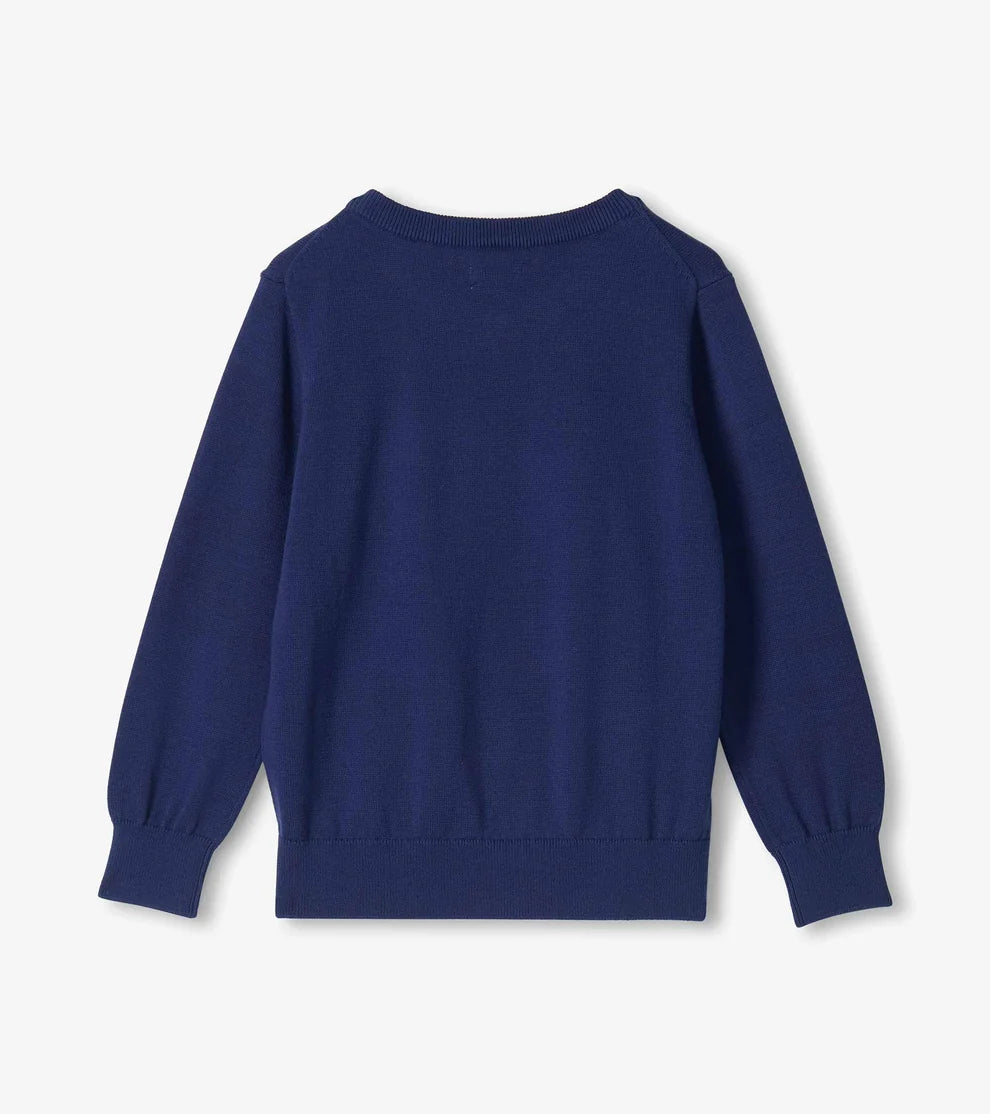 Hatley Boys Dino Skull V-Neck Sweater