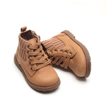 Consciously Baby Leather Knit Combat Boot | Color 'Sand'