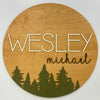 Sugar + Maple Round Personalized Name Sign | Woodland