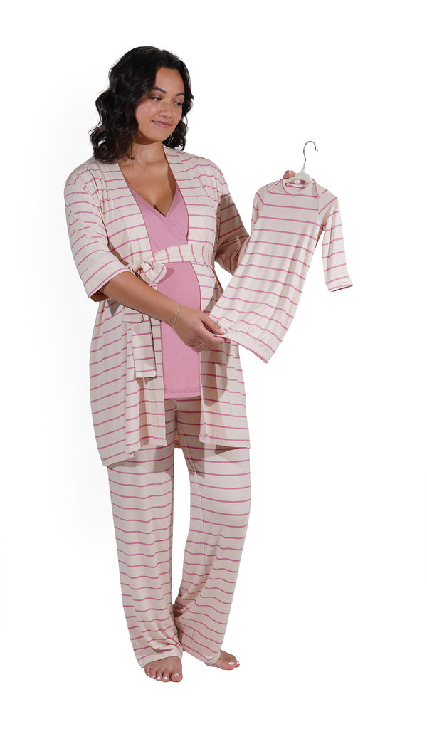 Everly Grey Analise 5-Piece PJ Set | Pink Stripe
